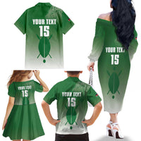 Custom Kenya Football Family Matching Off The Shoulder Long Sleeve Dress and Hawaiian Shirt Go Champions Harambee Stars - Wonder Print Shop