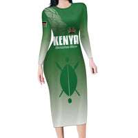 Custom Kenya Football Long Sleeve Bodycon Dress Go Champions Harambee Stars - Wonder Print Shop