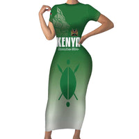 Custom Kenya Football Short Sleeve Bodycon Dress Go Champions Harambee Stars - Wonder Print Shop