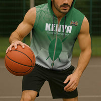 Custom Kenya Football Sleeveless Zip Hoodie Go Champions Harambee Stars - Wonder Print Shop