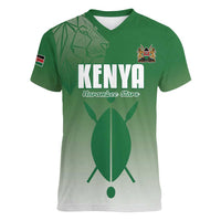 Custom Kenya Football Women V-Neck T-Shirt Go Champions Harambee Stars - Wonder Print Shop