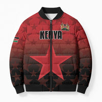 Custom Kenya Football Bomber Puffer Jacket Go Harambee Stars - Red Jersey - Wonder Print Shop