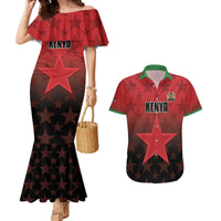 Custom Kenya Football Couples Matching Mermaid Dress and Hawaiian Shirt Go Harambee Stars - Red Jersey - Wonder Print Shop