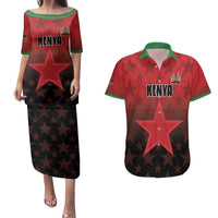 Custom Kenya Football Couples Matching Puletasi and Hawaiian Shirt Go Harambee Stars - Red Jersey - Wonder Print Shop