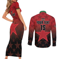 Custom Kenya Football Couples Matching Short Sleeve Bodycon Dress and Long Sleeve Button Shirt Go Harambee Stars - Red Jersey - Wonder Print Shop