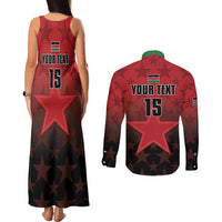 Custom Kenya Football Couples Matching Tank Maxi Dress and Long Sleeve Button Shirt Go Harambee Stars - Red Jersey - Wonder Print Shop