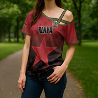 Custom Kenya Football Cross Shoulder Shirt Go Harambee Stars - Red Jersey - Wonder Print Shop