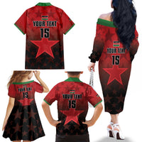 Custom Kenya Football Family Matching Off The Shoulder Long Sleeve Dress and Hawaiian Shirt Go Harambee Stars - Red Jersey - Wonder Print Shop