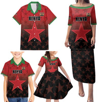 Custom Kenya Football Family Matching Puletasi and Hawaiian Shirt Go Harambee Stars - Red Jersey - Wonder Print Shop