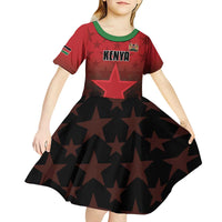 Custom Kenya Football Kid Short Sleeve Dress Go Harambee Stars - Red Jersey - Wonder Print Shop