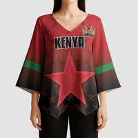 Custom Kenya Football Kimono Sleeve Blouse Go Harambee Stars - Red Jersey - Wonder Print Shop