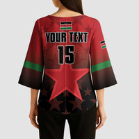 Custom Kenya Football Kimono Sleeve Blouse Go Harambee Stars - Red Jersey - Wonder Print Shop