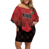 Custom Kenya Football Off Shoulder Short Dress Go Harambee Stars - Red Jersey - Wonder Print Shop
