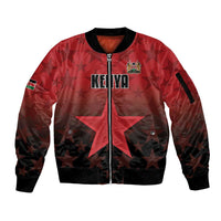 Custom Kenya Football Sleeve Zip Bomber Jacket Go Harambee Stars - Red Jersey - Wonder Print Shop