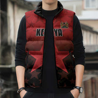 Custom Kenya Football Sleeveless Puffer Jacket Go Harambee Stars - Red Jersey - Wonder Print Shop