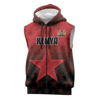 Custom Kenya Football Sleeveless Zip Hoodie Go Harambee Stars - Red Jersey - Wonder Print Shop