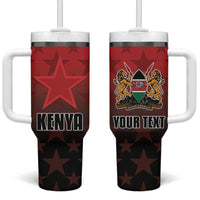 Custom Kenya Football Tumbler With Handle Go Harambee Stars - Red Jersey - Wonder Print Shop