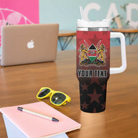 Custom Kenya Football Tumbler With Handle Go Harambee Stars - Red Jersey - Wonder Print Shop