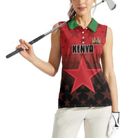Custom Kenya Football Women Sleeveless Polo Shirt Go Harambee Stars - Red Jersey - Wonder Print Shop