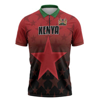 Custom Kenya Football Zipper Polo Shirt Go Harambee Stars - Red Jersey - Wonder Print Shop