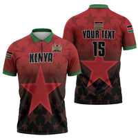 Custom Kenya Football Zipper Polo Shirt Go Harambee Stars - Red Jersey - Wonder Print Shop