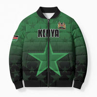 Custom Kenya Football Bomber Puffer Jacket Go Harambee Stars - Green Jersey - Wonder Print Shop