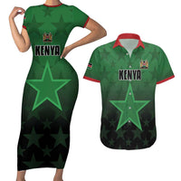 Custom Kenya Football Couples Matching Short Sleeve Bodycon Dress and Hawaiian Shirt Go Harambee Stars - Green Jersey - Wonder Print Shop