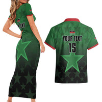 Custom Kenya Football Couples Matching Short Sleeve Bodycon Dress and Hawaiian Shirt Go Harambee Stars - Green Jersey - Wonder Print Shop