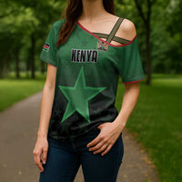 Custom Kenya Football Cross Shoulder Shirt Go Harambee Stars - Green Jersey - Wonder Print Shop