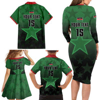Custom Kenya Football Family Matching Long Sleeve Bodycon Dress and Hawaiian Shirt Go Harambee Stars - Green Jersey - Wonder Print Shop