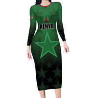 Custom Kenya Football Family Matching Long Sleeve Bodycon Dress and Hawaiian Shirt Go Harambee Stars - Green Jersey - Wonder Print Shop