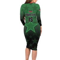 Custom Kenya Football Family Matching Long Sleeve Bodycon Dress and Hawaiian Shirt Go Harambee Stars - Green Jersey - Wonder Print Shop