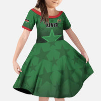 Custom Kenya Football Family Matching Off Shoulder Maxi Dress and Hawaiian Shirt Go Harambee Stars - Green Jersey - Wonder Print Shop
