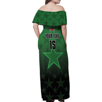 Custom Kenya Football Family Matching Off Shoulder Maxi Dress and Hawaiian Shirt Go Harambee Stars - Green Jersey - Wonder Print Shop