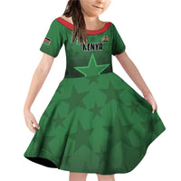 Custom Kenya Football Family Matching Off Shoulder Short Dress and Hawaiian Shirt Go Harambee Stars - Green Jersey - Wonder Print Shop
