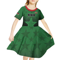Custom Kenya Football Kid Short Sleeve Dress Go Harambee Stars - Green Jersey - Wonder Print Shop