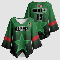 Custom Kenya Football Kimono Sleeve Blouse Go Harambee Stars - Green Jersey - Wonder Print Shop