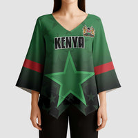 Custom Kenya Football Kimono Sleeve Blouse Go Harambee Stars - Green Jersey - Wonder Print Shop