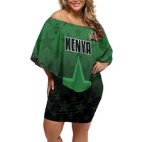 Custom Kenya Football Off Shoulder Short Dress Go Harambee Stars - Green Jersey - Wonder Print Shop