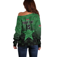 Custom Kenya Football Off Shoulder Sweater Go Harambee Stars - Green Jersey - Wonder Print Shop