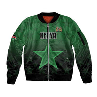 Custom Kenya Football Sleeve Zip Bomber Jacket Go Harambee Stars - Green Jersey - Wonder Print Shop