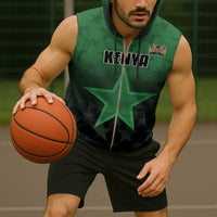 Custom Kenya Football Sleeveless Zip Hoodie Go Harambee Stars - Green Jersey - Wonder Print Shop