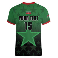 Custom Kenya Football Women V-Neck T-Shirt Go Harambee Stars - Green Jersey - Wonder Print Shop