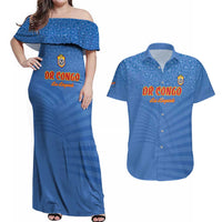 Custom DR Congo Football Couples Matching Off Shoulder Maxi Dress and Hawaiian Shirt Come On Les Léopards - Wonder Print Shop