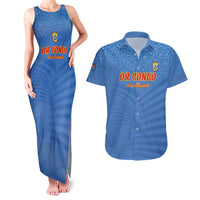 Custom DR Congo Football Couples Matching Tank Maxi Dress and Hawaiian Shirt Come On Les Léopards - Wonder Print Shop