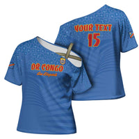 Custom DR Congo Football Cross Shoulder Shirt Come On Les Léopards - Wonder Print Shop