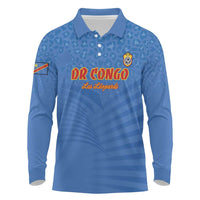 Custom DR Congo Football Long Sleeve Polo Shirt Come On Les Léopards - Wonder Print Shop