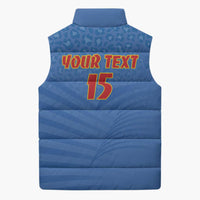 Custom DR Congo Football Sleeveless Puffer Jacket Come On Les Léopards - Wonder Print Shop