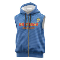 Custom DR Congo Football Sleeveless Zip Hoodie Come On Les Léopards - Wonder Print Shop