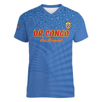 Custom DR Congo Football Women V-Neck T-Shirt Come On Les Léopards - Wonder Print Shop